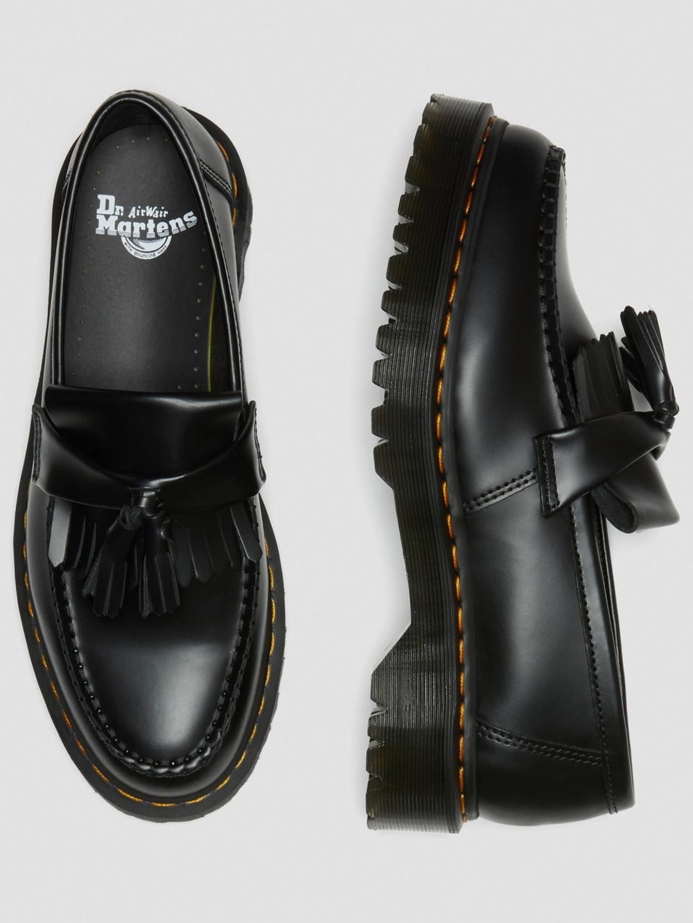 DR MARTENS SMOOTH LEATHER TASSEL PLATFORM LOAFERS HEEL GRIPS & BALSAM SIZE 9